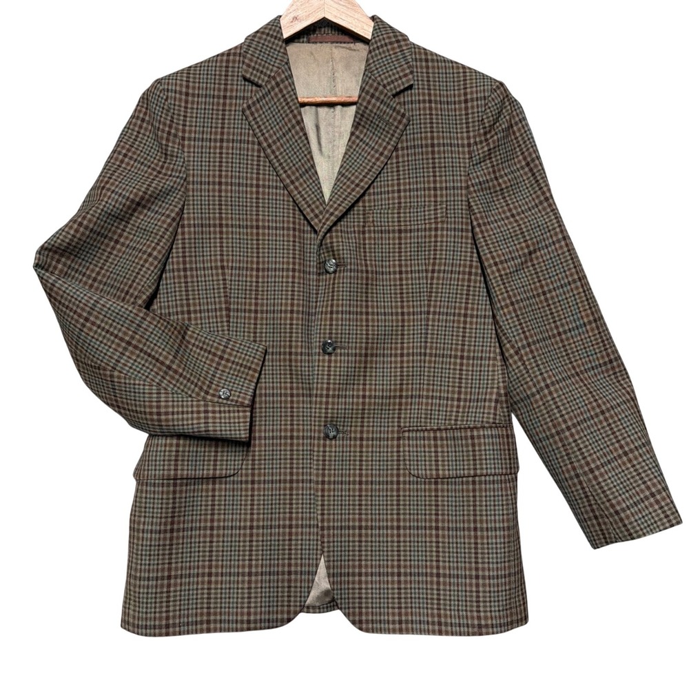 Vintage Dunn & Co Plaid Sport Coat Blazer Mens 40R‎ Wool Shooting Field